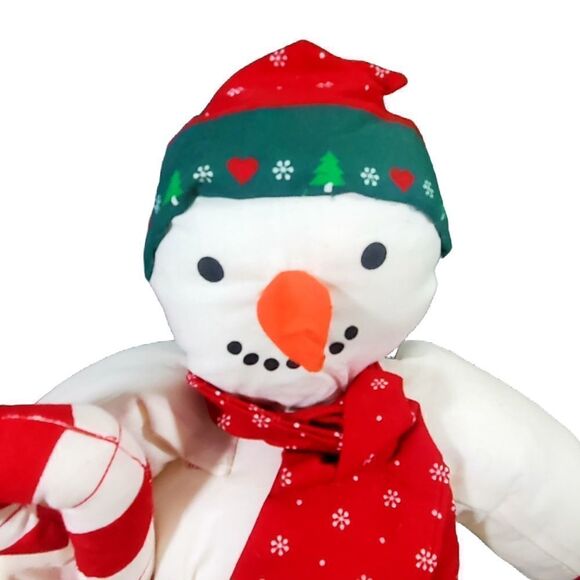 Vintage Plush Snowman Hand Made Christmas Fabric Stuffed Holiday 15" Mad… - Picture 11 of 12